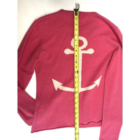 Cortland Park 100% Cashmere Anchor Sweater Size XS Crew Neck Barbiecore - Picture 6 of 11